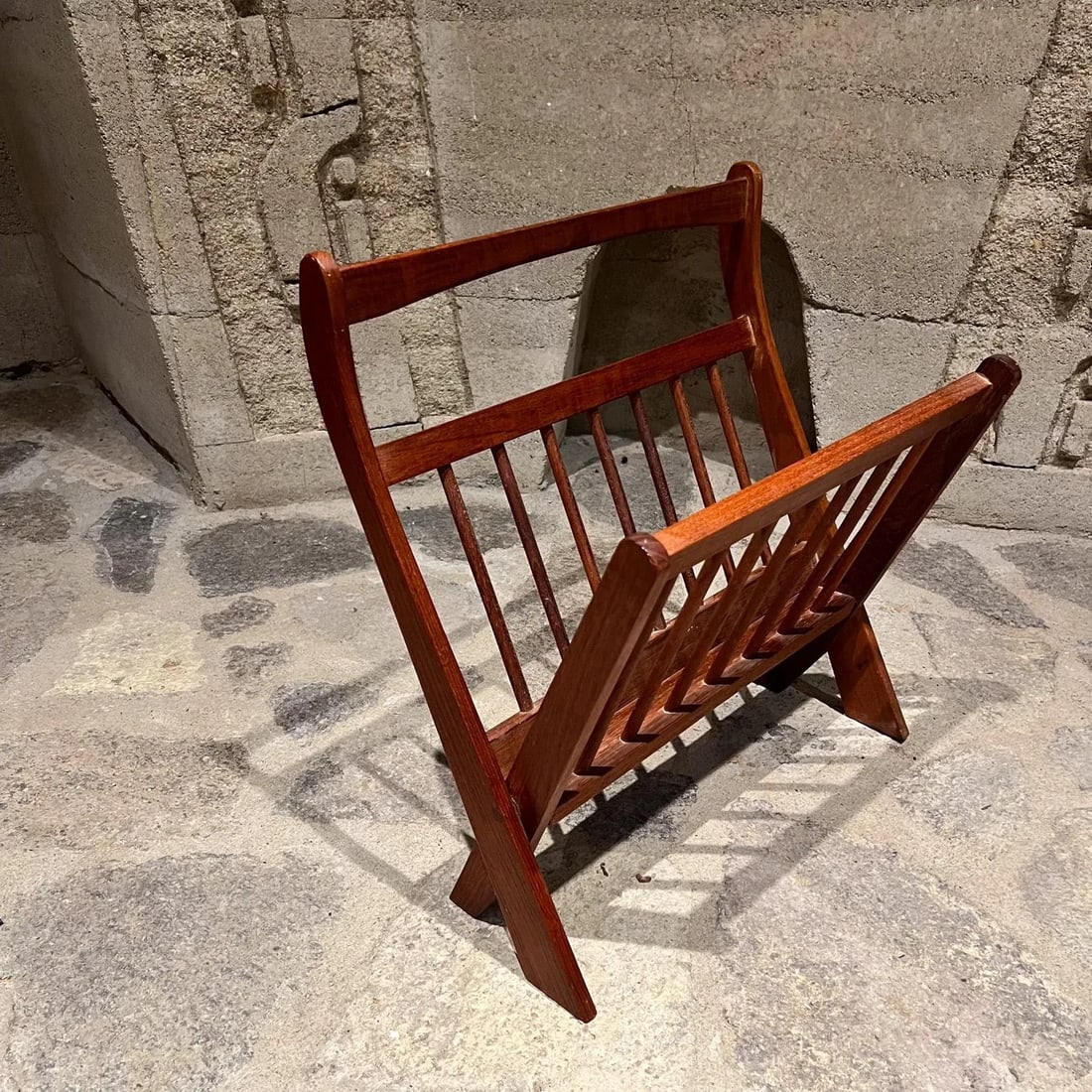 1960s Danish Magazine Rack Sculptural Solid Teak Wood Denmark - 6