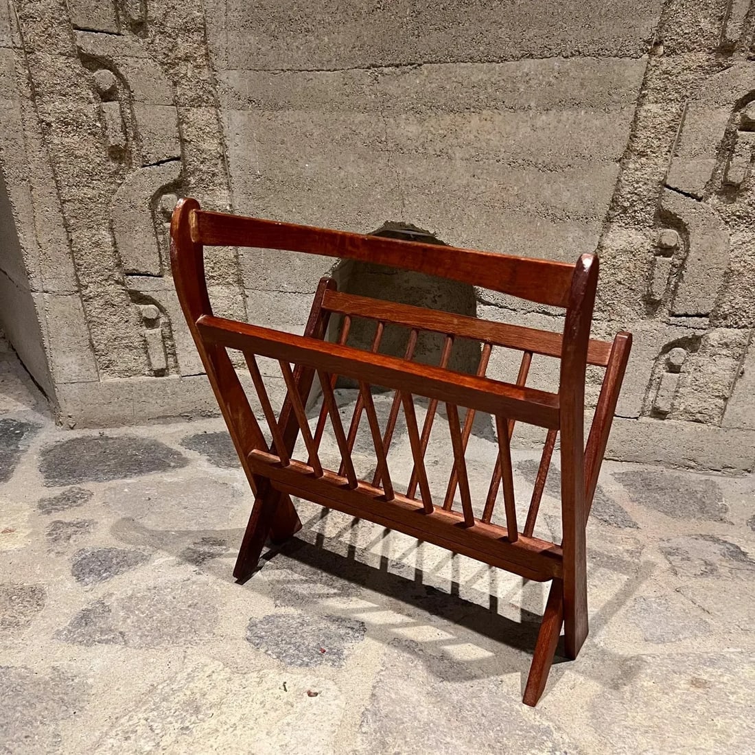 1960s Danish Magazine Rack Sculptural Solid Teak Wood Denmark - 8