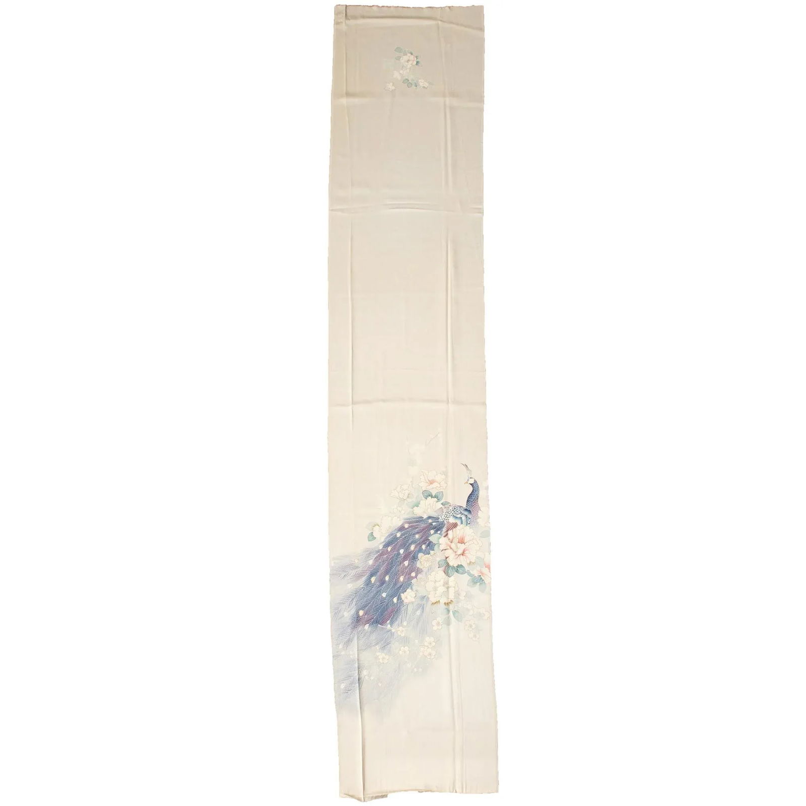 Showa Era Vintage Japanese Double-Sided Silk Panel With Divine Peacock and Flowers - 2