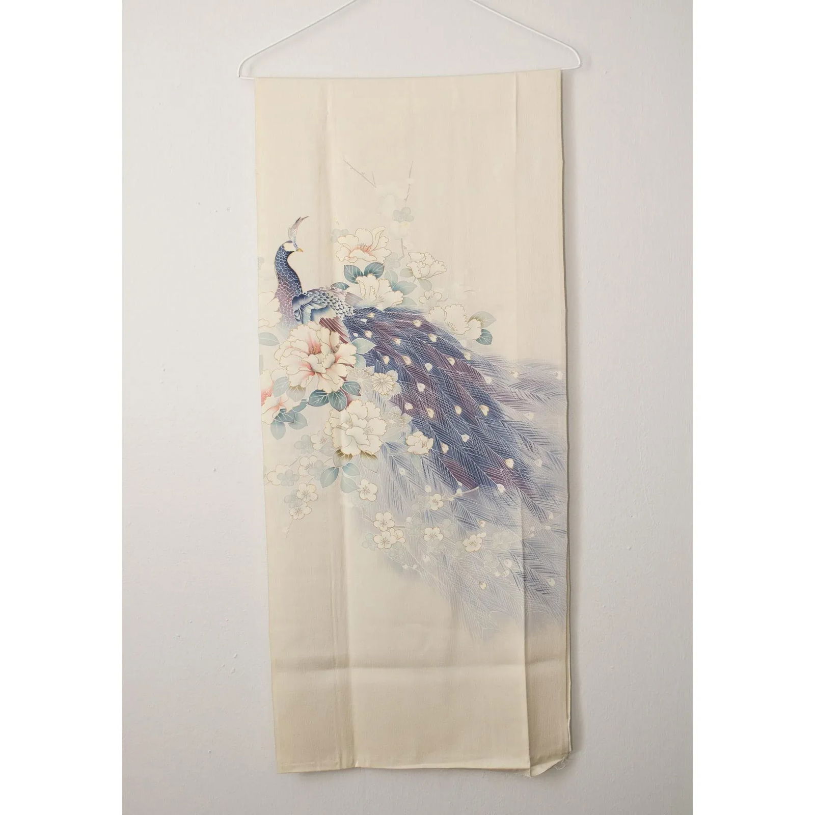 Showa Era Vintage Japanese Double-Sided Silk Panel With Divine Peacock and Flowers - 8