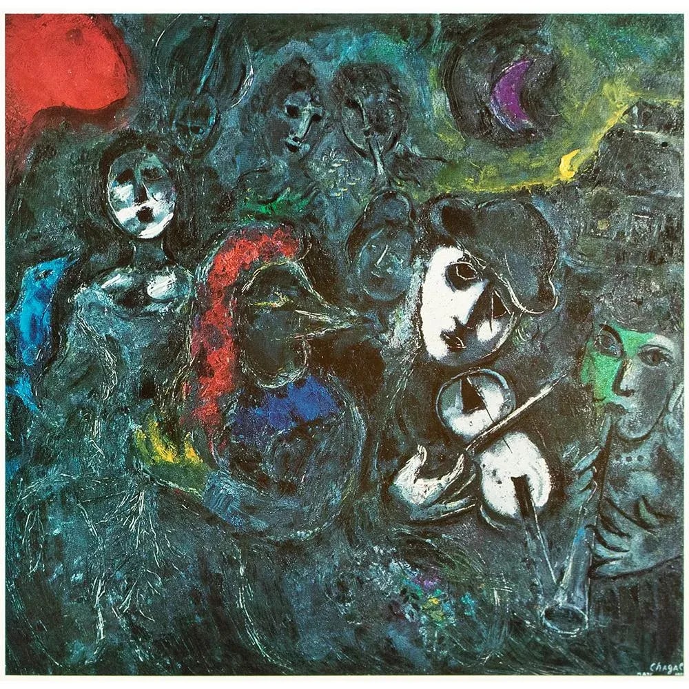 1972 After Marc Chagall "Acrobats at Night", Full-Color Parisian Print - 2