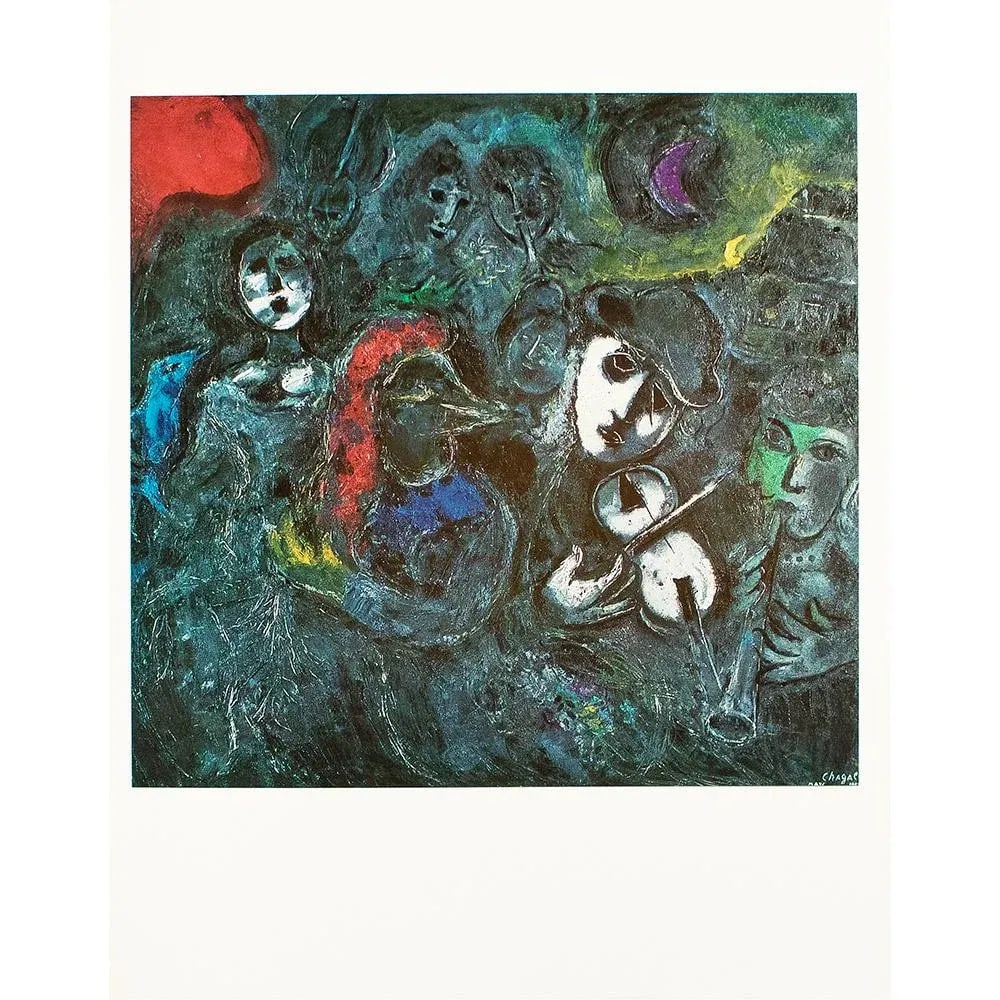 1972 After Marc Chagall "Acrobats at Night", Full-Color Parisian Print - 6
