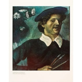 1972 After Marc Chagall "Self-Portrait With Brushes", Full-Color Parisian Print