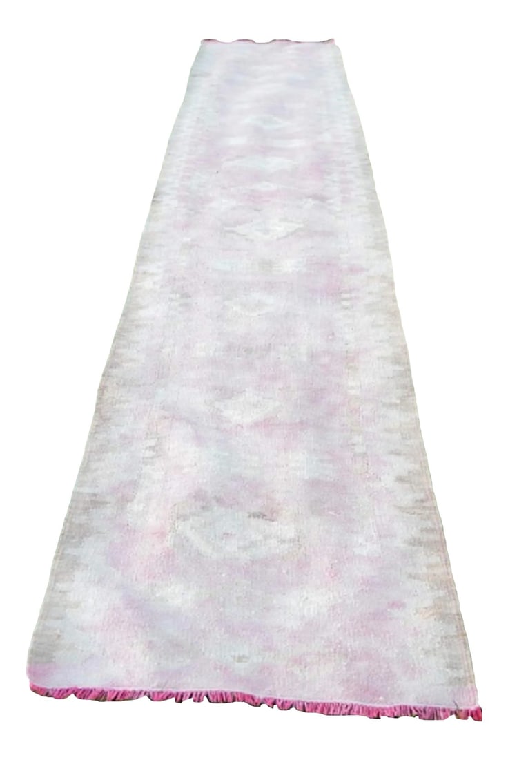 Distressed Vintage Turkish Kilim Runner 2"²6"³ × 10"²4"³: Distressed Vintage Turkish Klim Runner Rug 287'' X 124.4'' / 73x316cm Hand woven with high quality pure wool Excellent condition From TURKEY Works well with all styles of home decor-adds Can also be
