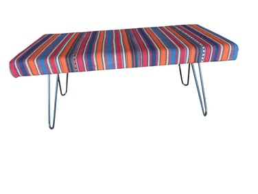 Kilim Upholstered Bench With Turkish Kilim Rug