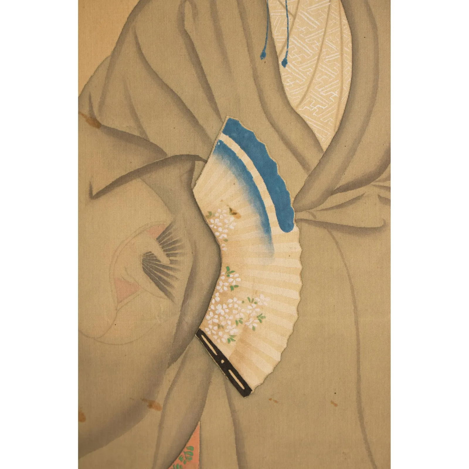 1930s Showa Era Japanese Watercolor Painting on Silk "Woman in Kimono Dancing" - 6