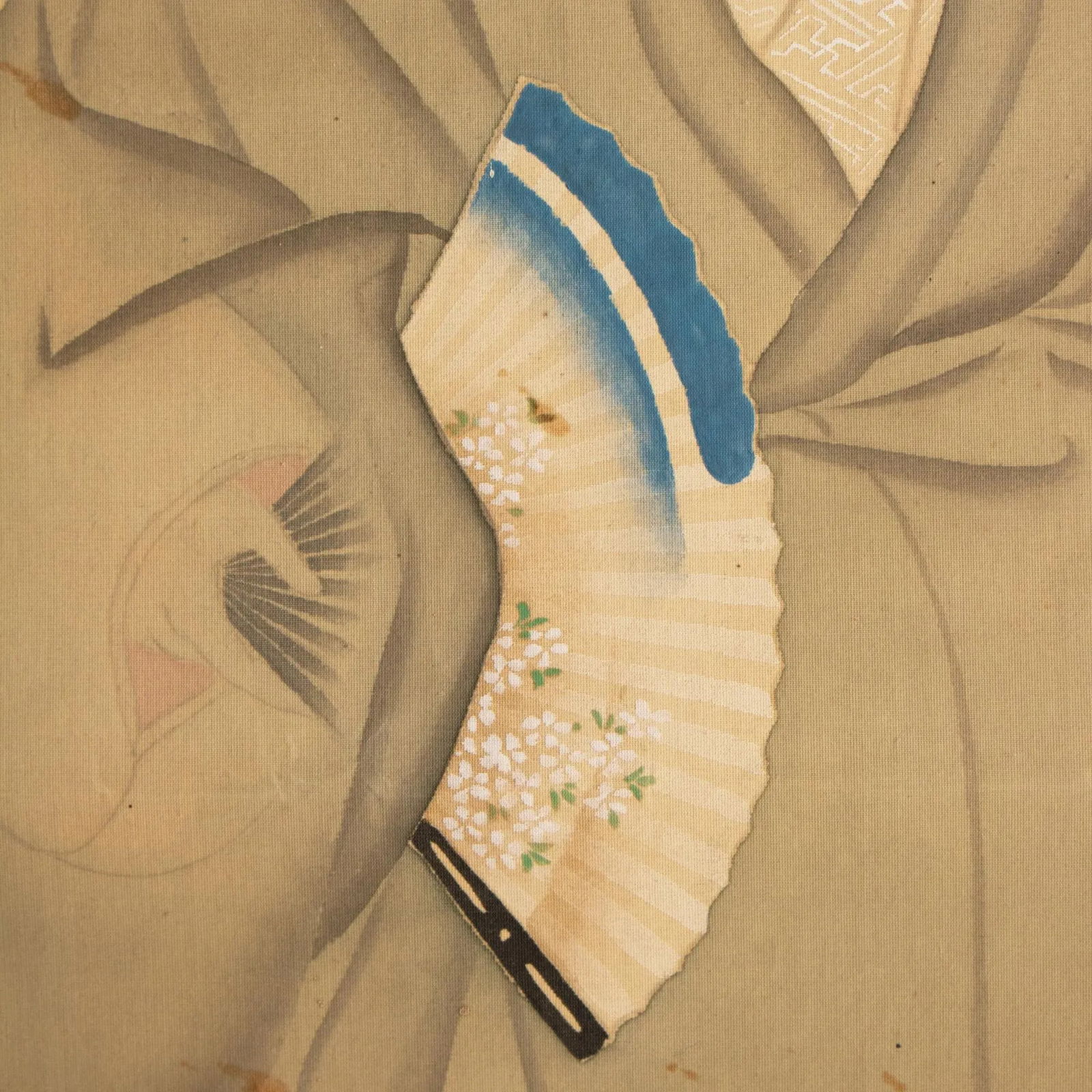 1930s Showa Era Japanese Watercolor Painting on Silk "Woman in Kimono Dancing" - 8