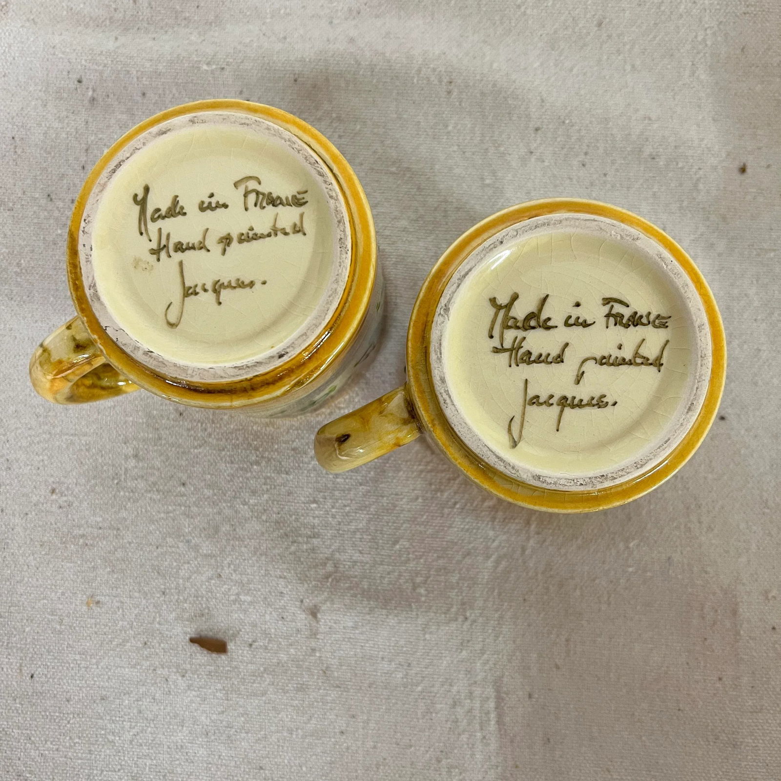 Hand Thrown French Pottery Mugs by Artist Jacques - 3