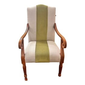 Reupholstered Baker Furniture Milling Road Accent Chair With Leather Back