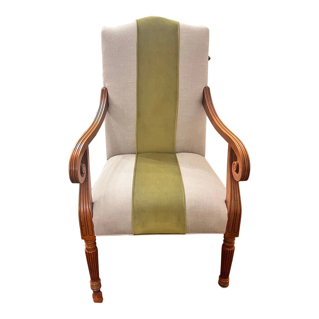 Reupholstered Baker Furniture Milling Road Accent Chair With Leather Back (1 of 10)