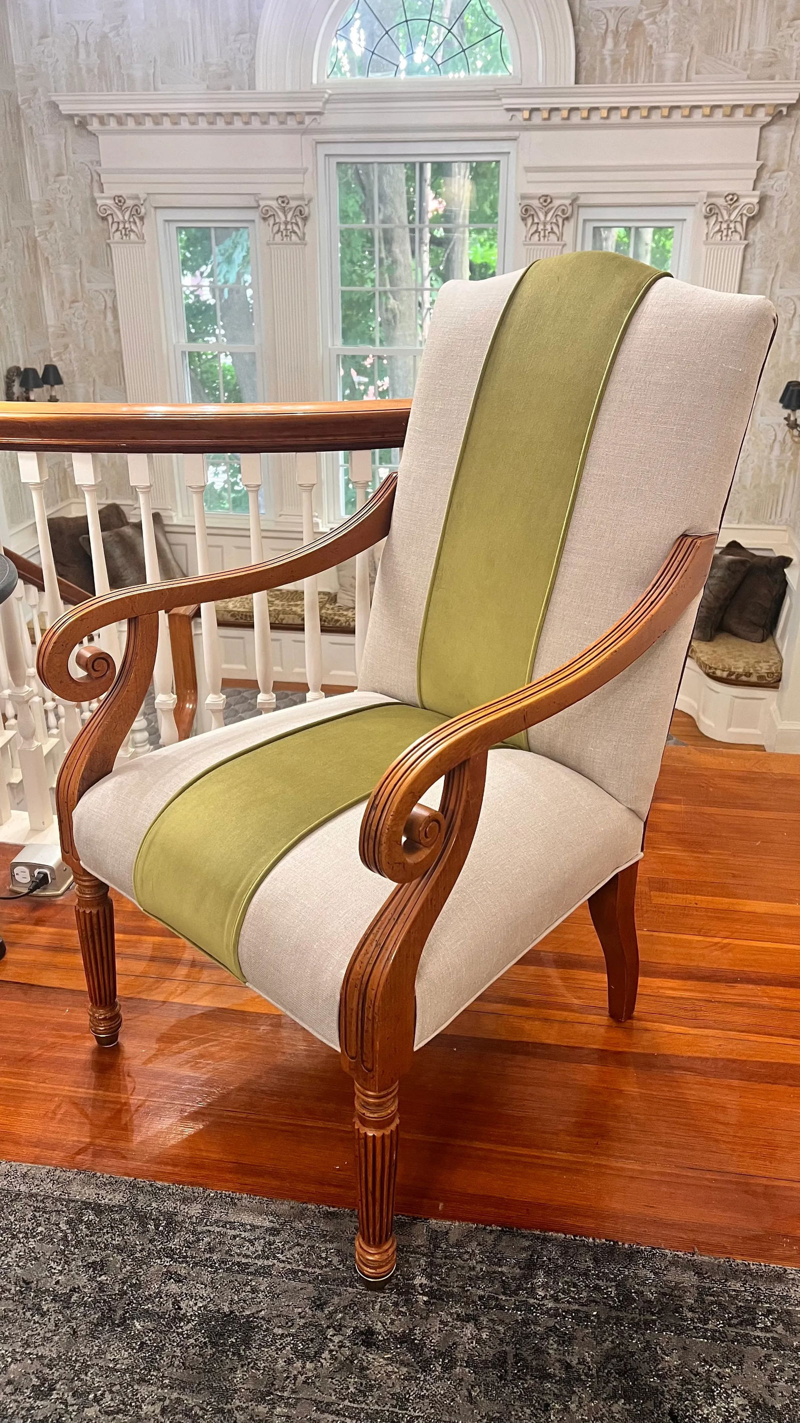 Reupholstered Baker Furniture Milling Road Accent Chair With Leather Back - 2