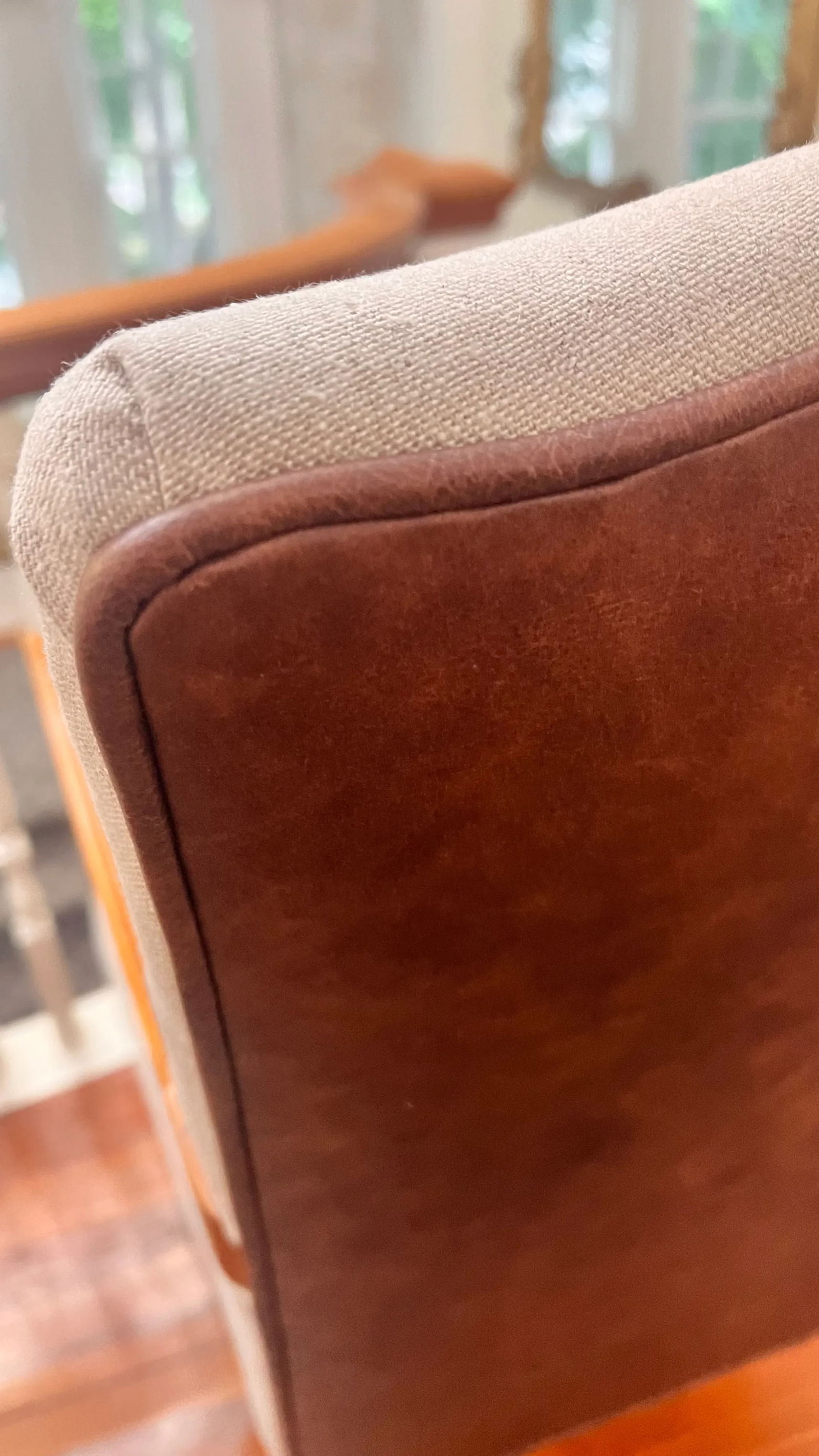 Reupholstered Baker Furniture Milling Road Accent Chair With Leather Back - 3