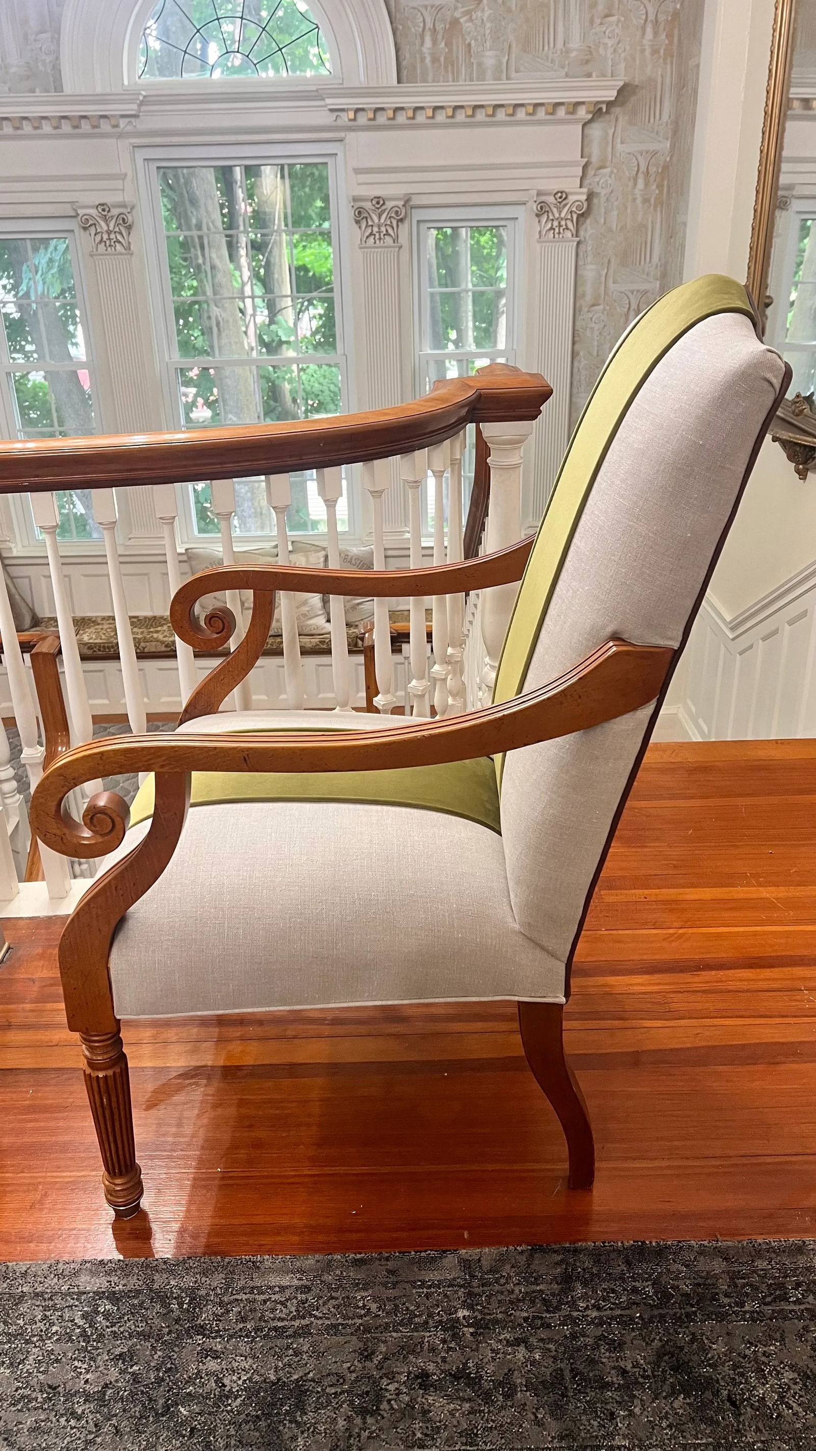 Reupholstered Baker Furniture Milling Road Accent Chair With Leather Back - 5