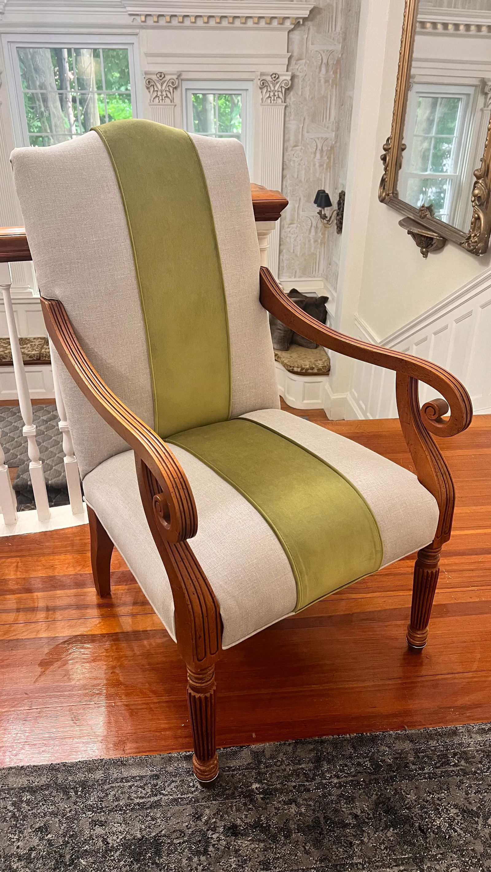 Reupholstered Baker Furniture Milling Road Accent Chair With Leather Back - 8