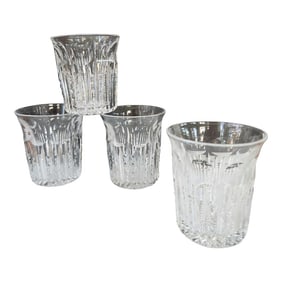 Early 20th Century American Brilliant Cut Crystal With Thumbprint Design Whiskey Tumblers- Set of 4