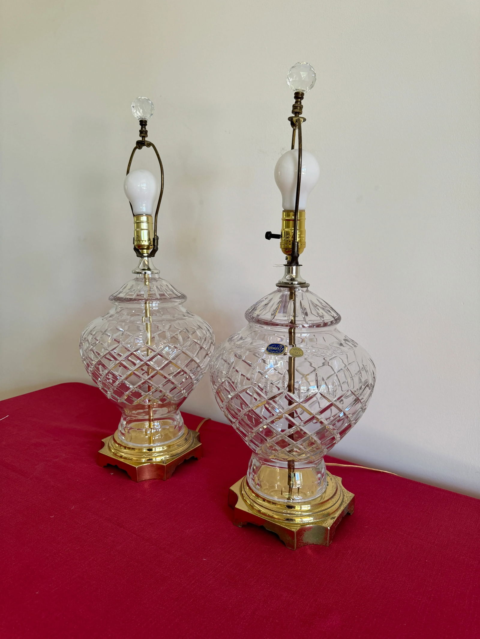 1990s Vintage Bohemia Crystal Table Lamps - Set of Two - 2