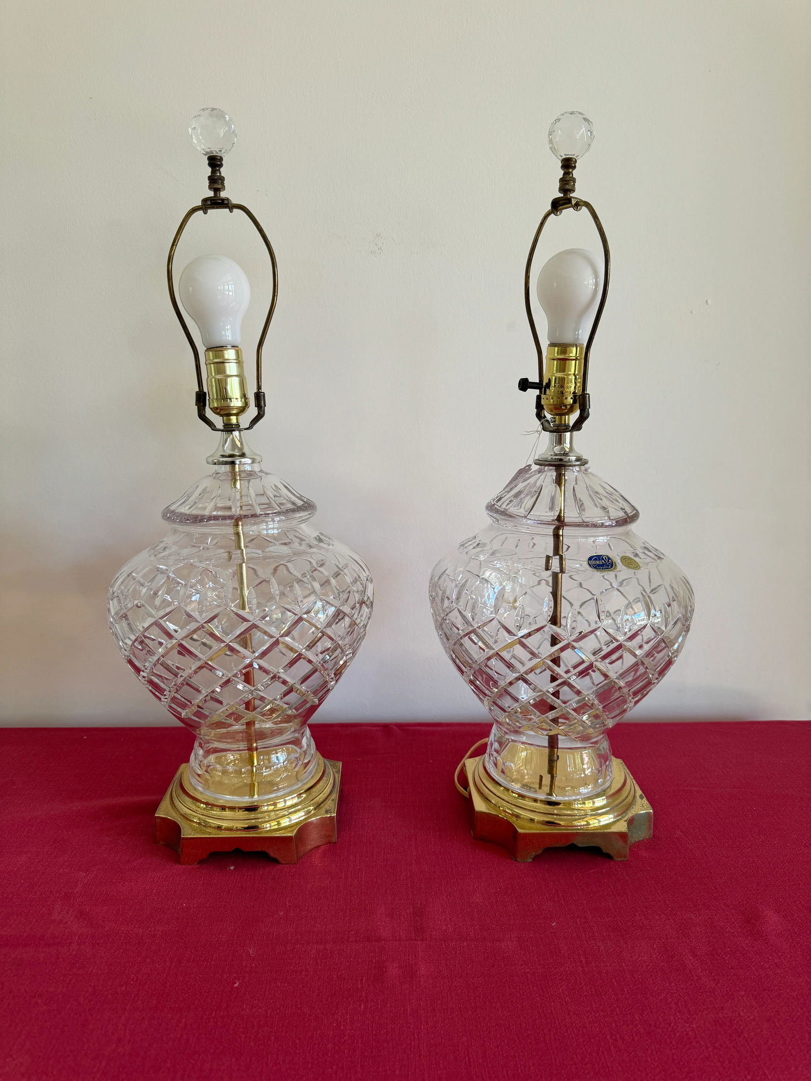 1990s Vintage Bohemia Crystal Table Lamps - Set of Two - 4