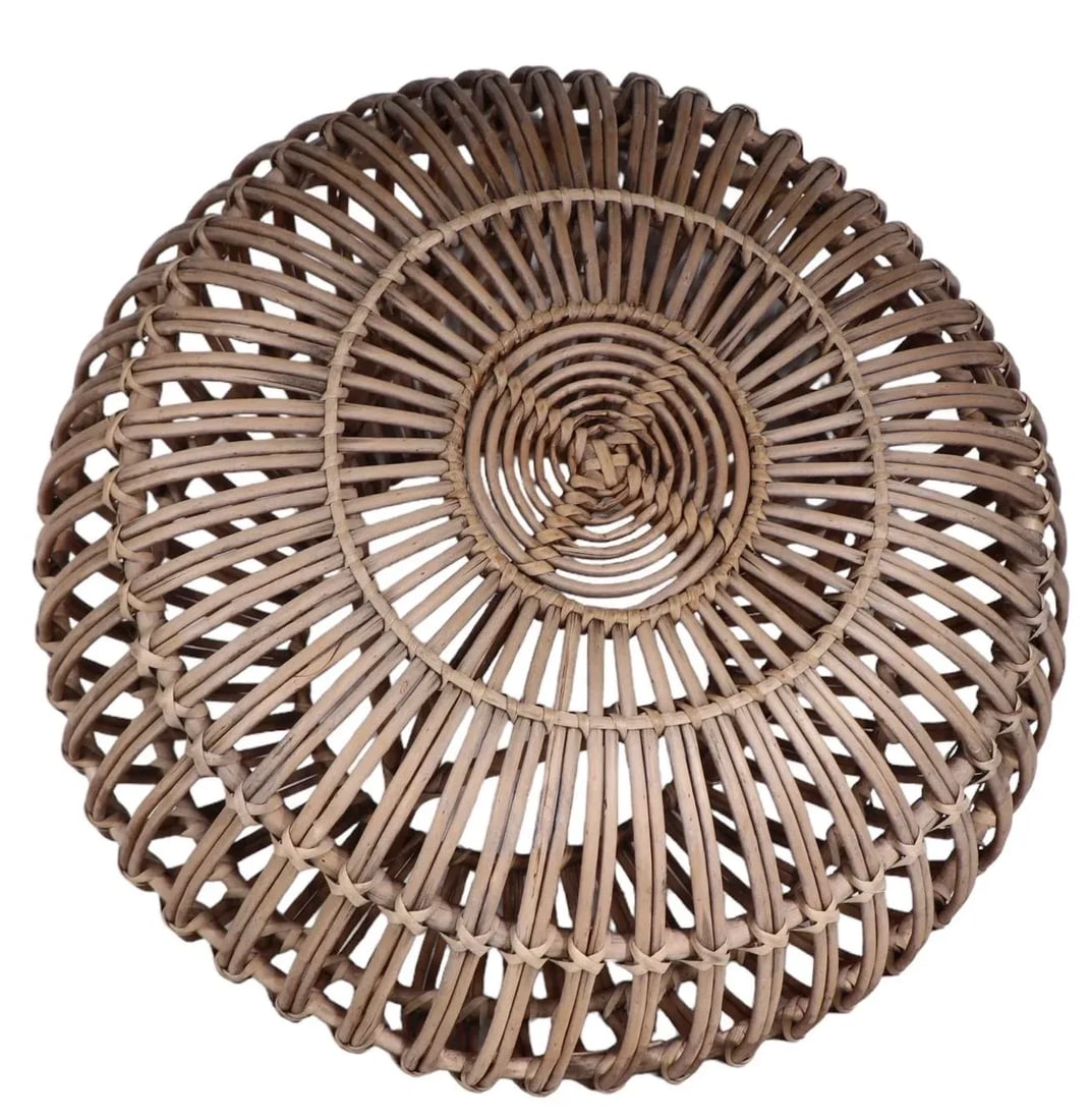 Stick Wicker Reed Ottoman Stool Footrest Pouf by Franco Albini - 4