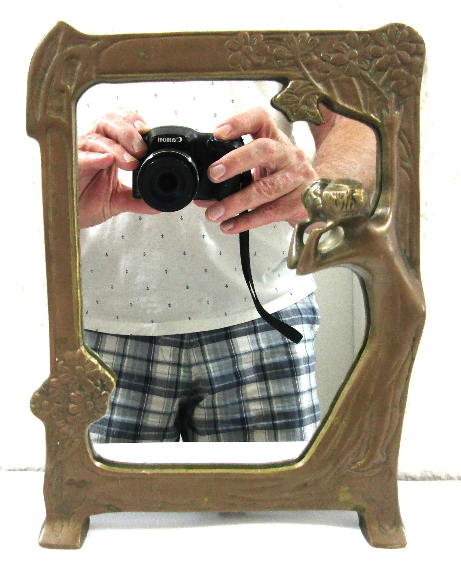 Lady of the Lake Antique Art Nouveau Bronze Free-Standing Table Mirror, Circa 1910 - 3