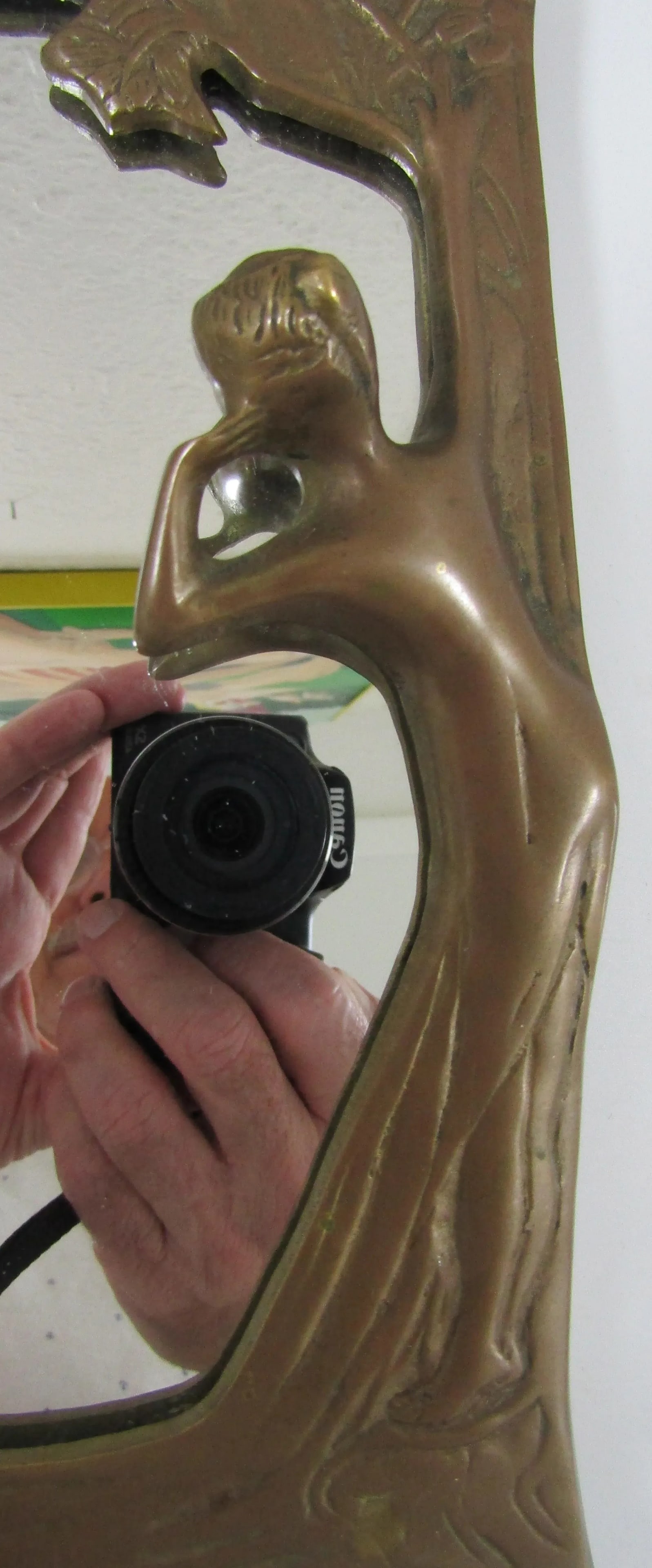 Lady of the Lake Antique Art Nouveau Bronze Free-Standing Table Mirror, Circa 1910 - 4