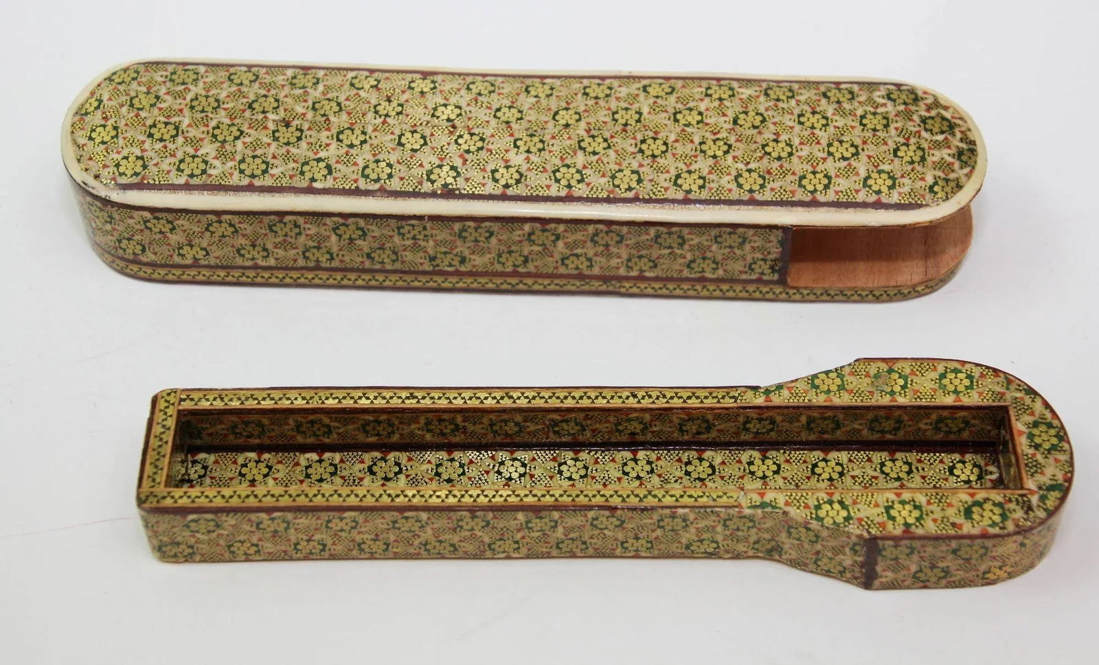 Antique Handmade Khatam Wooden Pen Box - 4