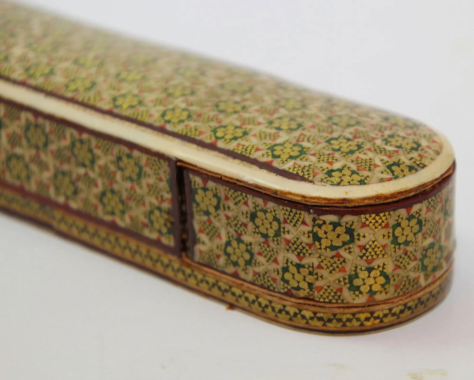 Antique Handmade Khatam Wooden Pen Box - 7