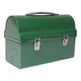 Vintage Green Domed Tin Miner's Pail / Work Lunch Box