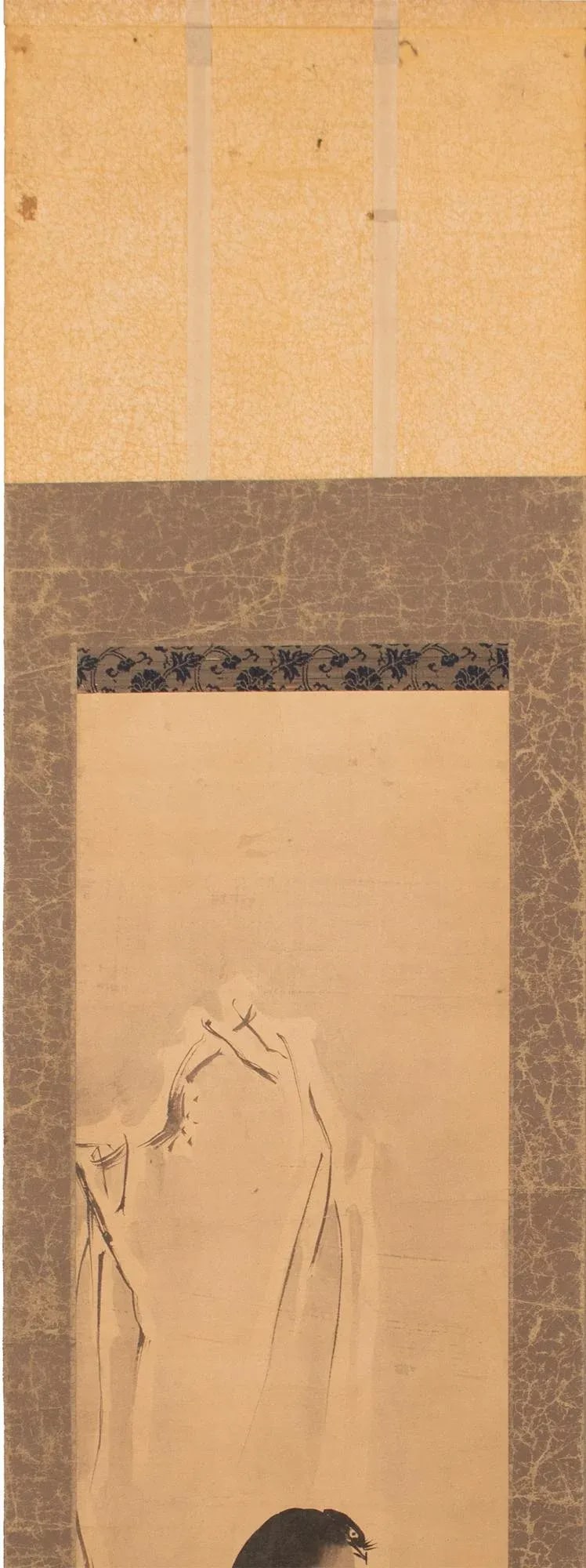 1920s Late Meiji to Early Showa Japanese Watercolor Scroll Painting, "The Crow and the Snow" - 2