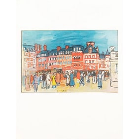 1970 After Raoul Dufy "Houses in Trouville", Full-Color Parisian Print