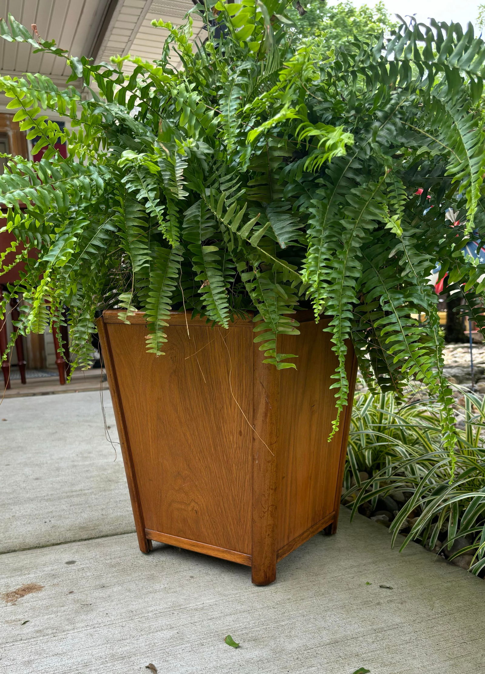 1960s Mid-Century Modern Mid Century Mahogany Wooden Trash Can Planter Pot - Set of 3 - 5