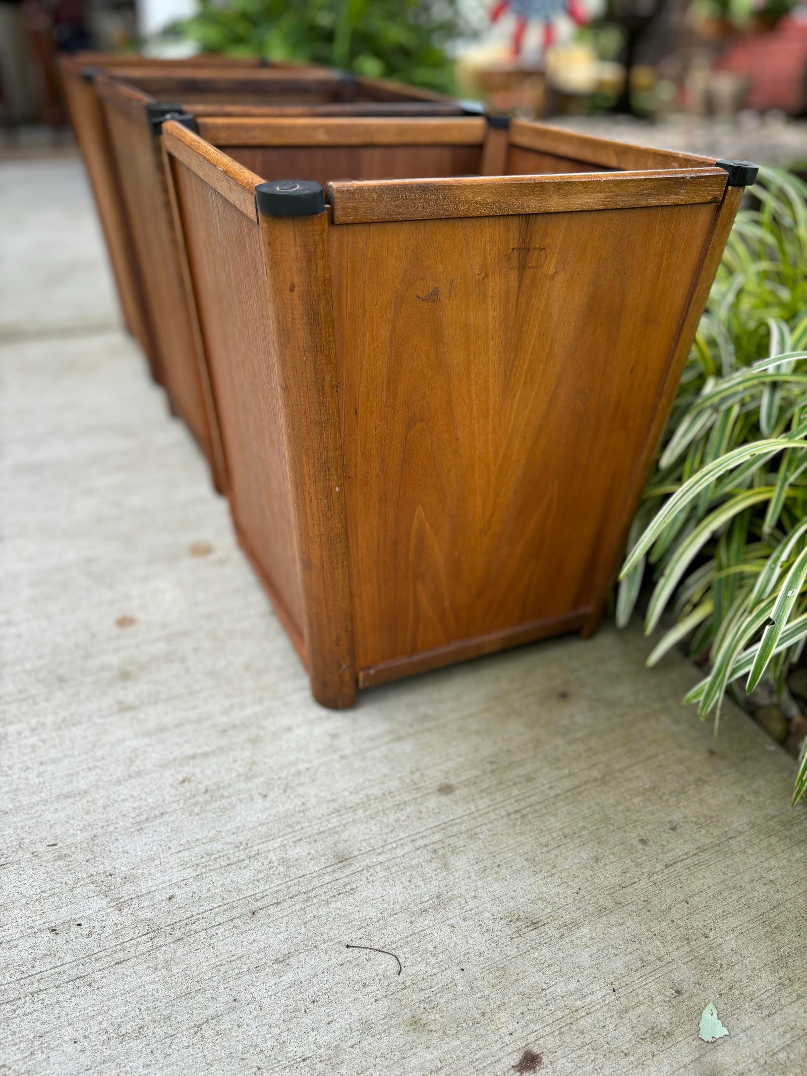 1960s Mid-Century Modern Mid Century Mahogany Wooden Trash Can Planter Pot - Set of 3 - 7