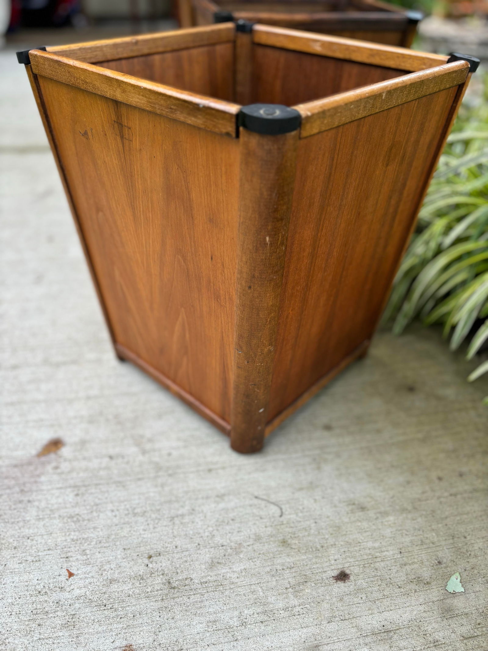 1960s Mid-Century Modern Mid Century Mahogany Wooden Trash Can Planter Pot - Set of 3 - 8