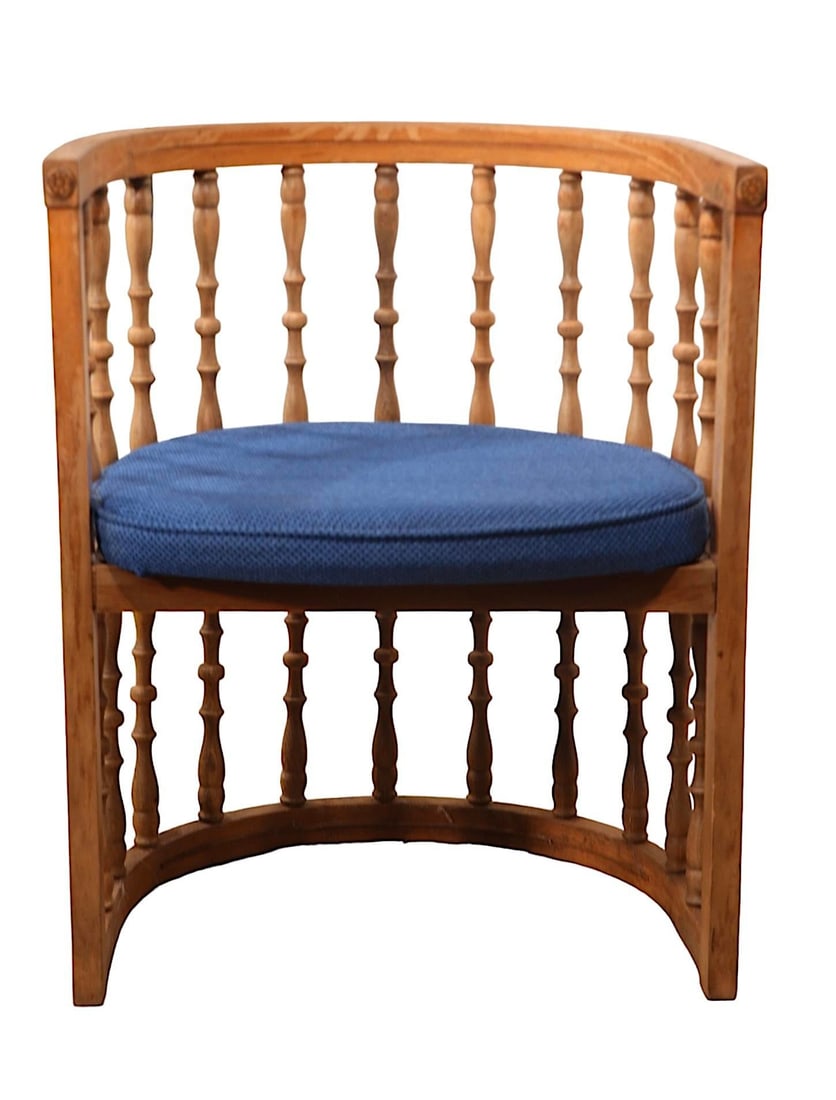 Brutalist Spanish Style Spindle Back Barrel Chair C 1970's - 2