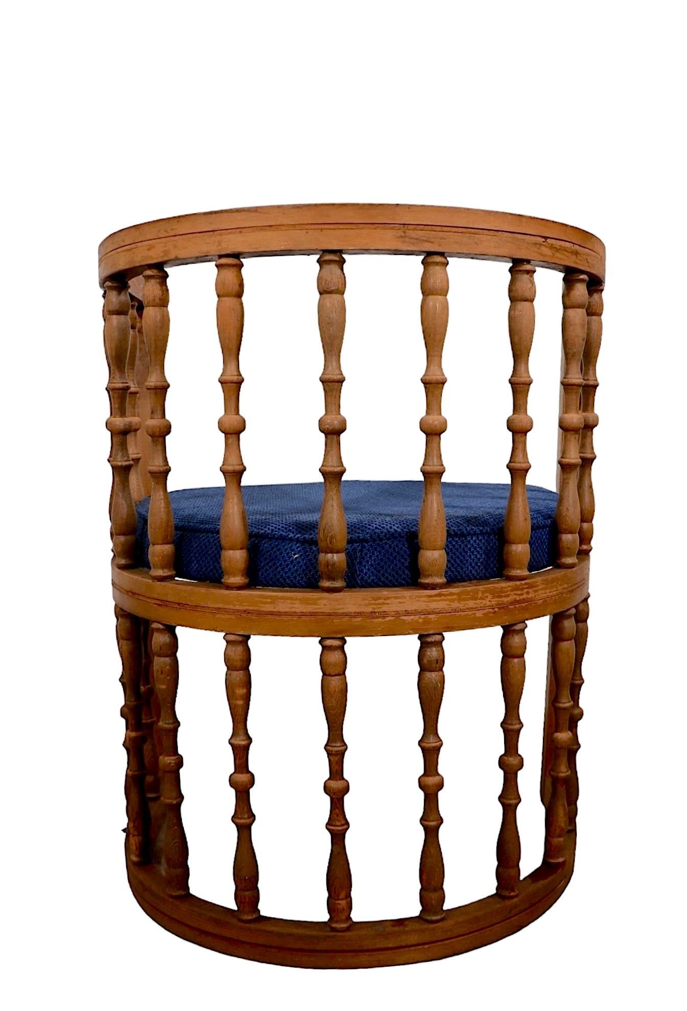 Brutalist Spanish Style Spindle Back Barrel Chair C 1970's - 3