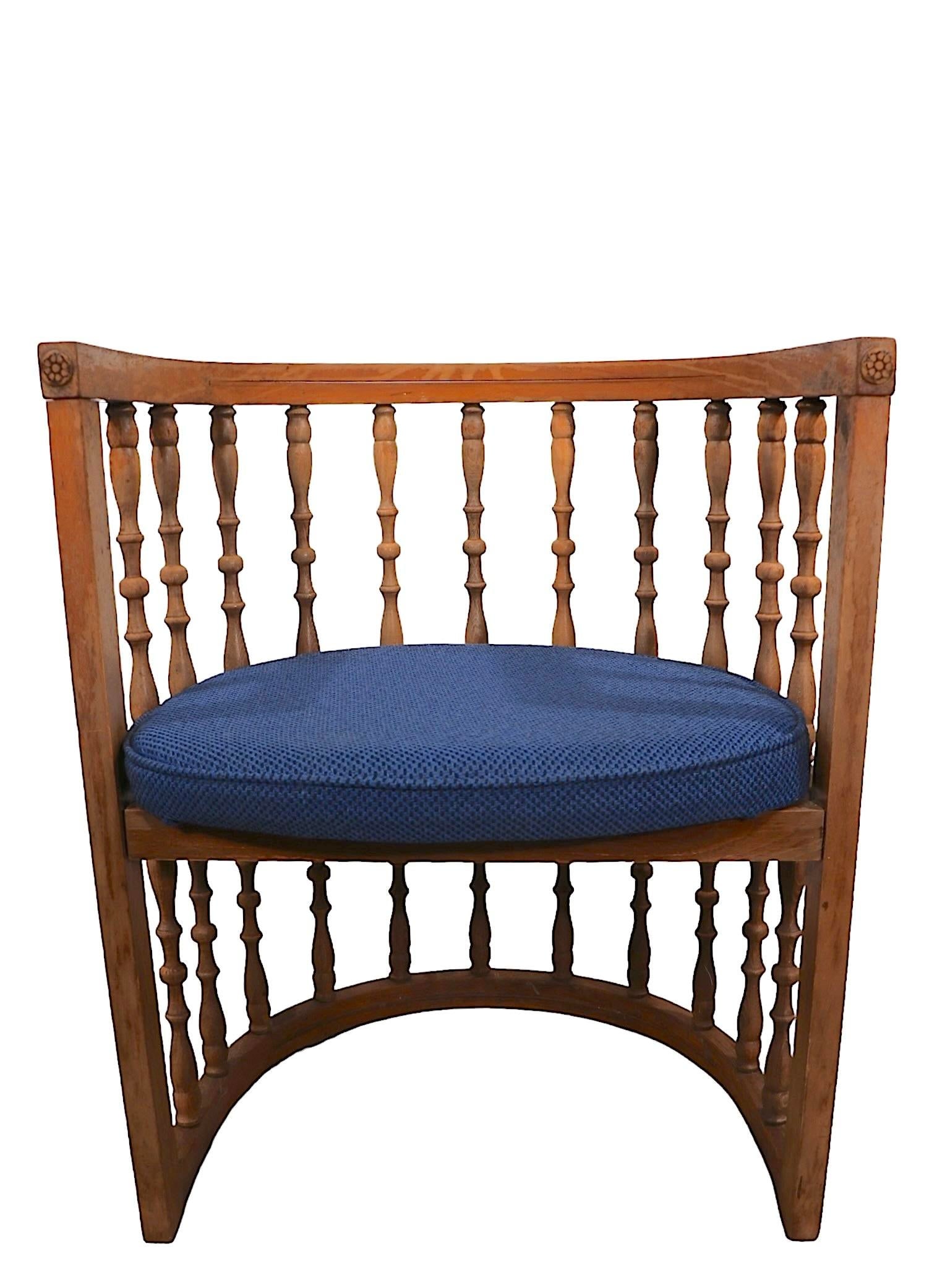 Brutalist Spanish Style Spindle Back Barrel Chair C 1970's - 8