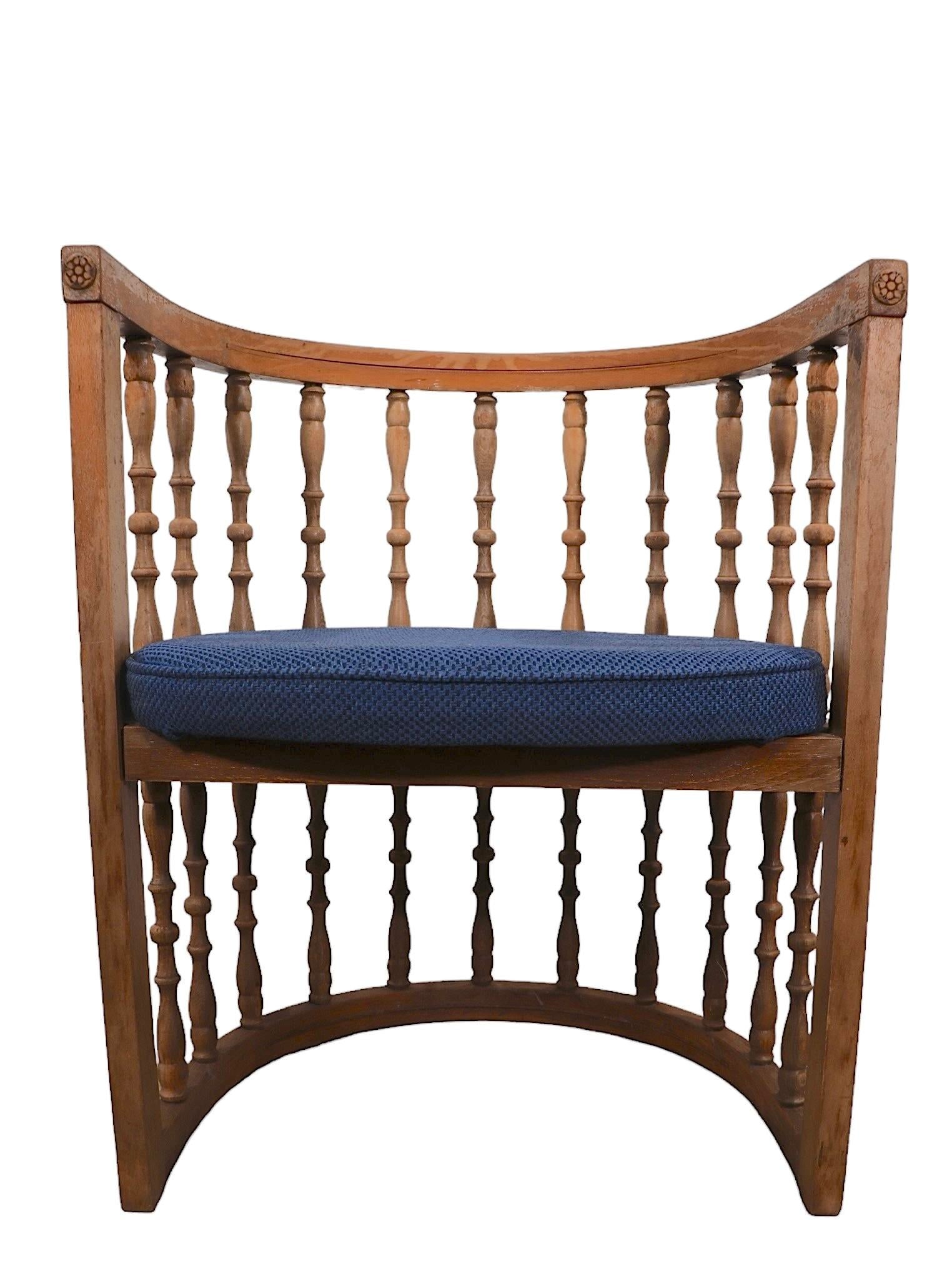 Brutalist Spanish Style Spindle Back Barrel Chair C 1970's - 9