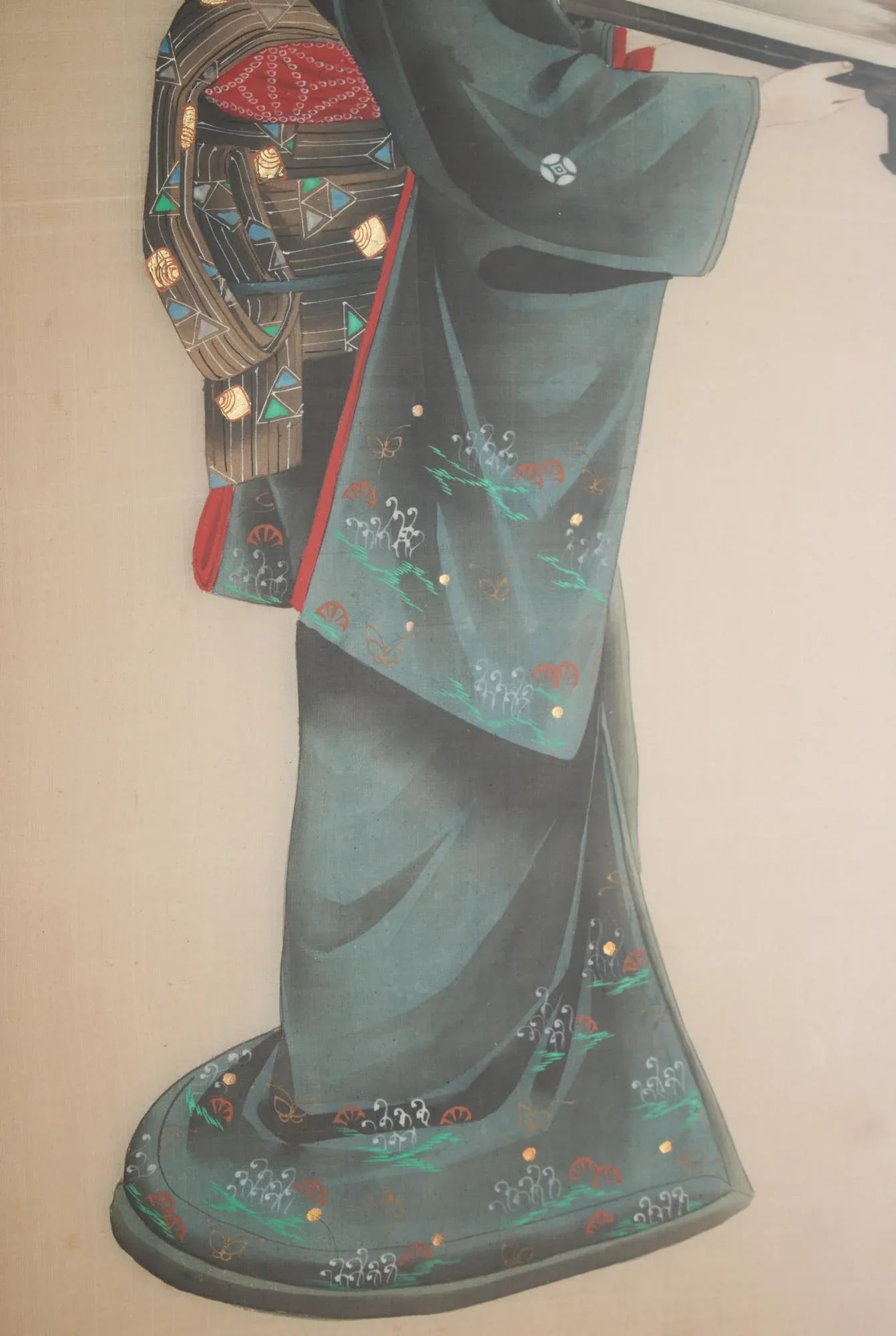 Early 20th Century Meiji to Early Showa Japanese Watercolor Painting of a Woman Carrying Mt Fuji on - 7