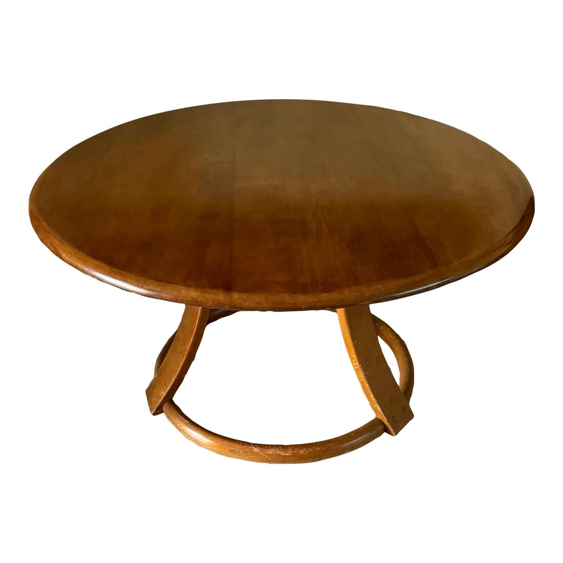 1940s Leo Jiranek by Heywood-Wakefield Round Coffee Table With Lazy Susan, Maple Finish (1 of 10)