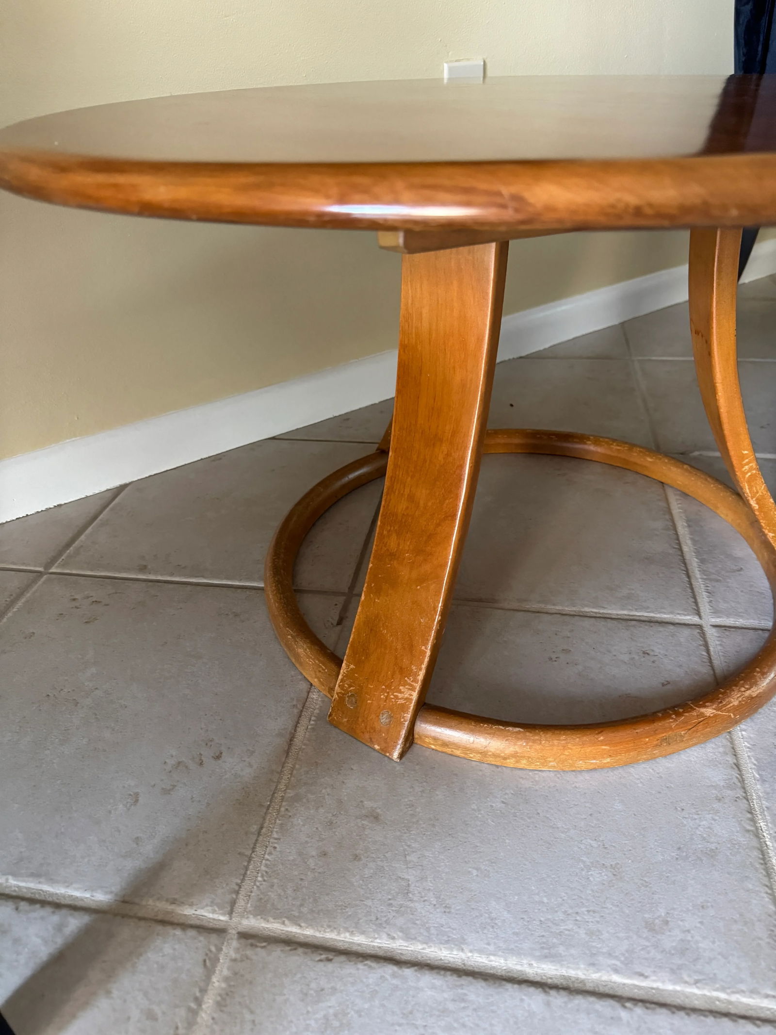1940s Leo Jiranek by Heywood-Wakefield Round Coffee Table With Lazy Susan, Maple Finish - 6