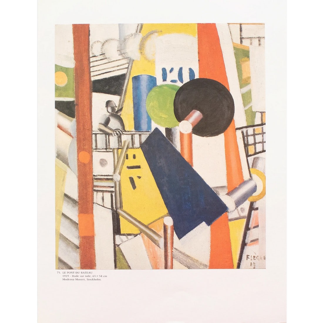 1990 After Fernand Leger "The Bridge of the Boat", Full-Color Parisian Print: An excellent full-color print after the painting "The Bridge of the Boat" by Fernand Leger. Published by New French Editions in France in 1990. Printed on one side. Hand tipped-in on a board of high q
