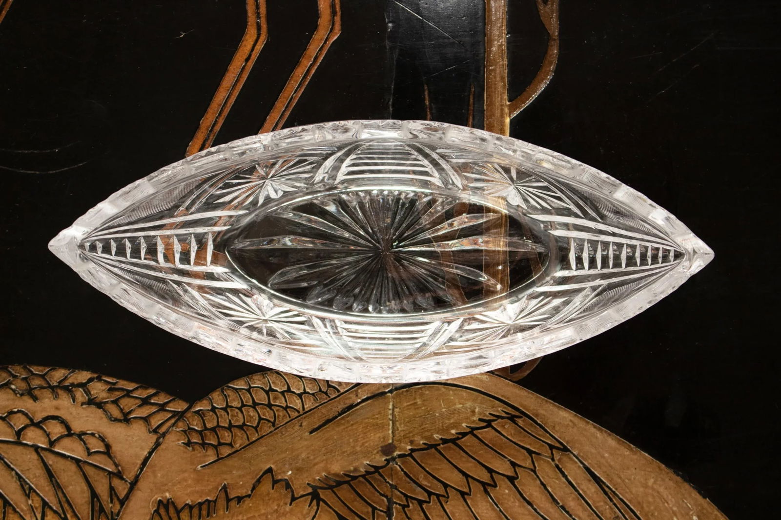 Circa 1960s European Diamond Cut Crystal Serving Bowl - 12
