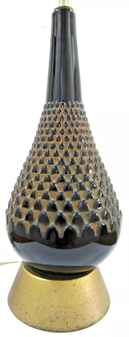 Mid-Century Italian Amethyst Art Glass Pineapple Texture Table Lamp - 2