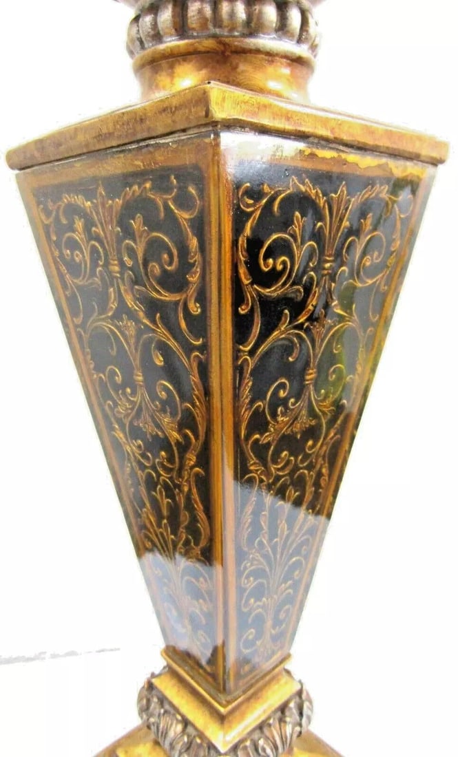Boulle Style Gold Table Lamp With Shade - 11