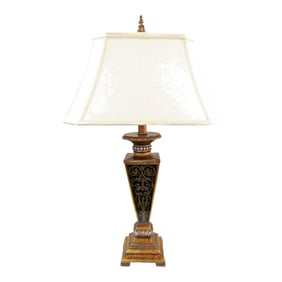 Boulle Style Gold Table Lamp With Shade