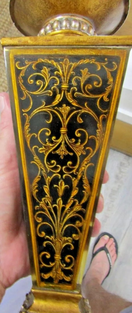 Boulle Style Gold Table Lamp With Shade - 7