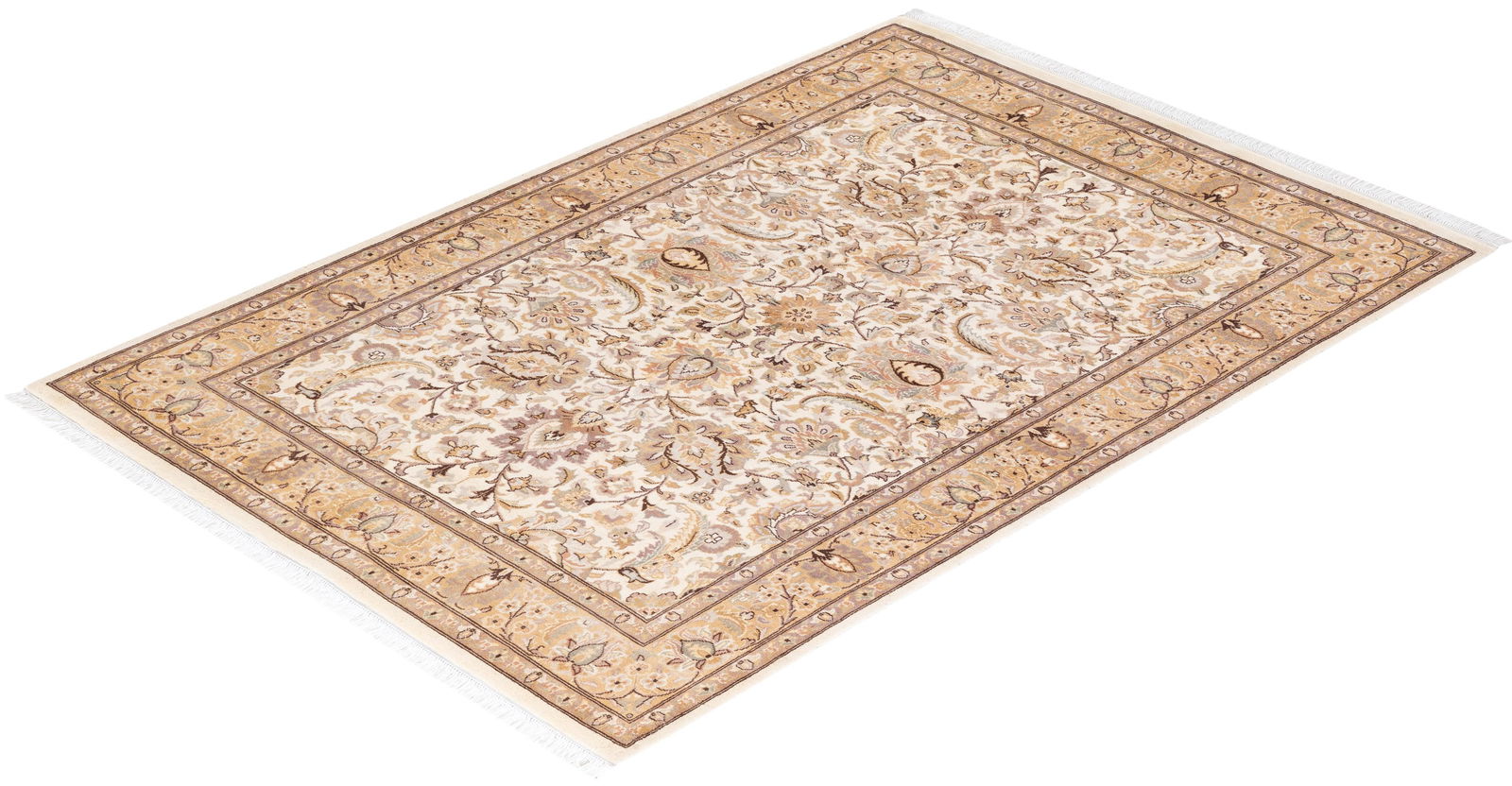 Mogul, One-of-a-Kind Hand-Knotted Area Rug - Ivory, 4' 2" x 6' 1" - 8