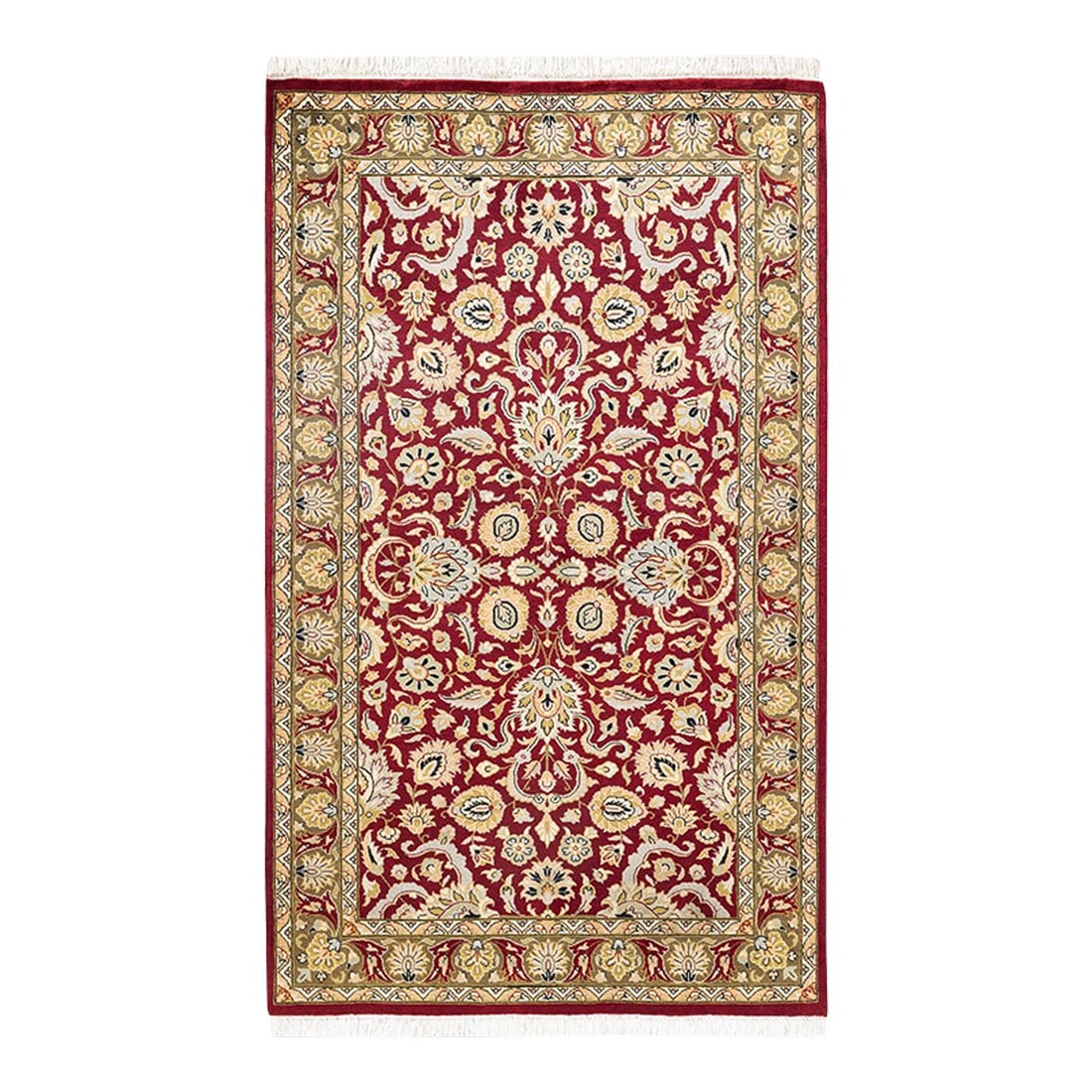 Mogul, One-of-a-Kind Hand-Knotted Area Rug - Red, 3' 1" x 5' 1": With understated palettes and allover designs, the rugs in the Mogul Collection will bring timeless sophistication to any room. Influenced by a spectrum of Turkish, Indian, and Persian designs, the
