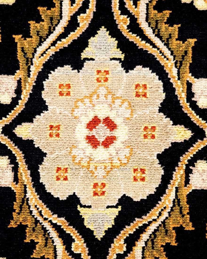 Mogul, One-of-a-Kind Hand-Knotted Runner Rug - Black, 2' 6" x 11' 10" - 3