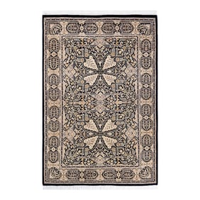 Mogul, One-of-a-Kind Hand-Knotted Area Rug - Black, 4' 1" x 6' 1"