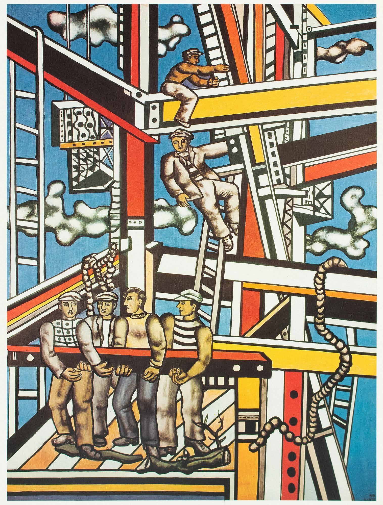 1990 After Fernand Leger "Construction Workers, Final State", Full-Color Parisian Print - 2
